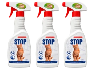 SADA STOP KOČKÁM - pachový odpuzovač koček 3x 500 ml.