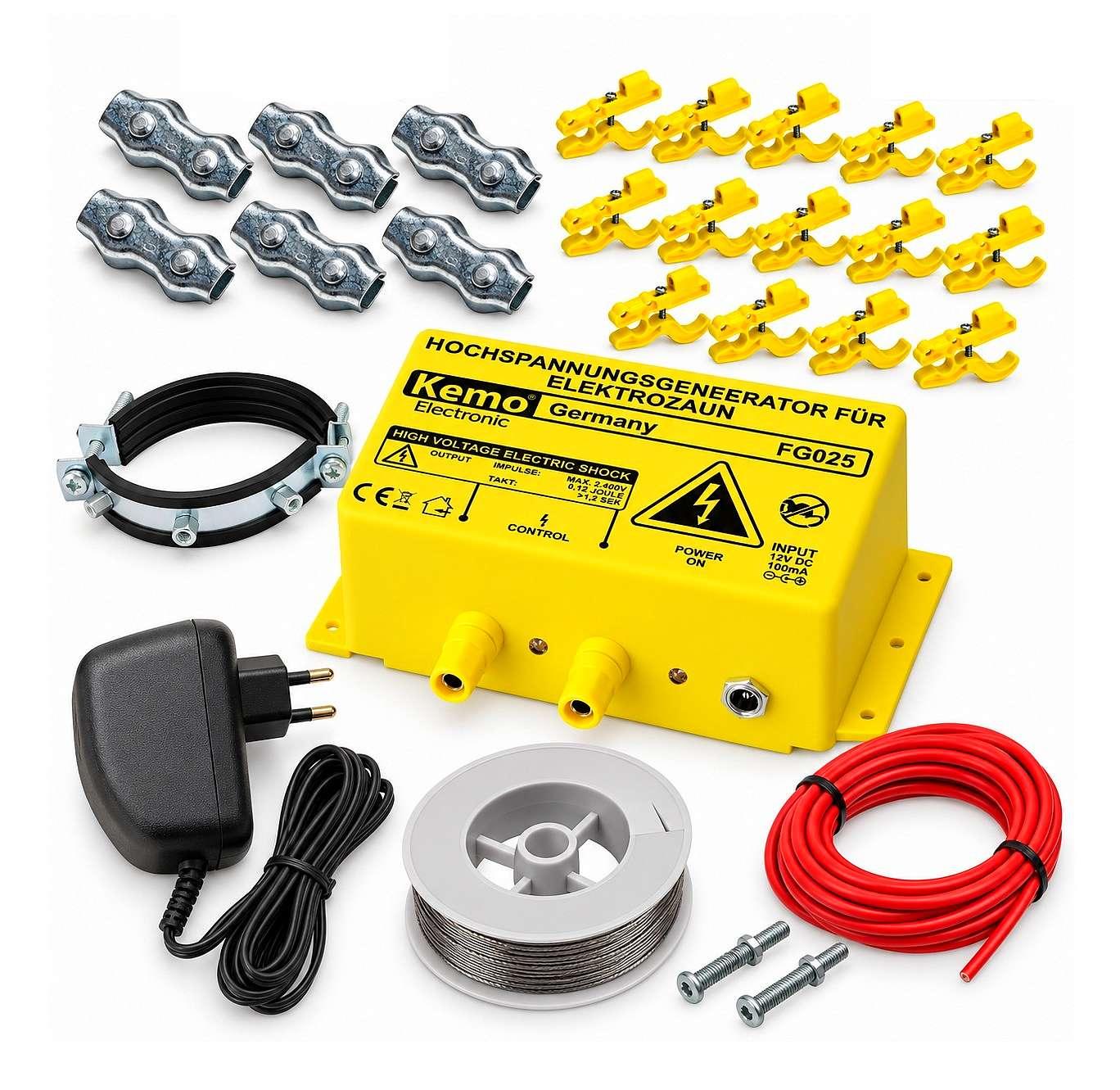 Elektrický ohradník na kuny Kemo FG025Set | Ochrana střechy proti kunám včetně adaptéru