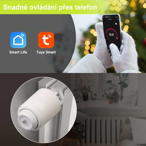 Termostatická hlavice s WIFI - chytrá programovatelná termostatická hlavice