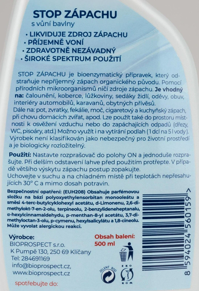 Stop zápachu s vůní bavlny - 500ml