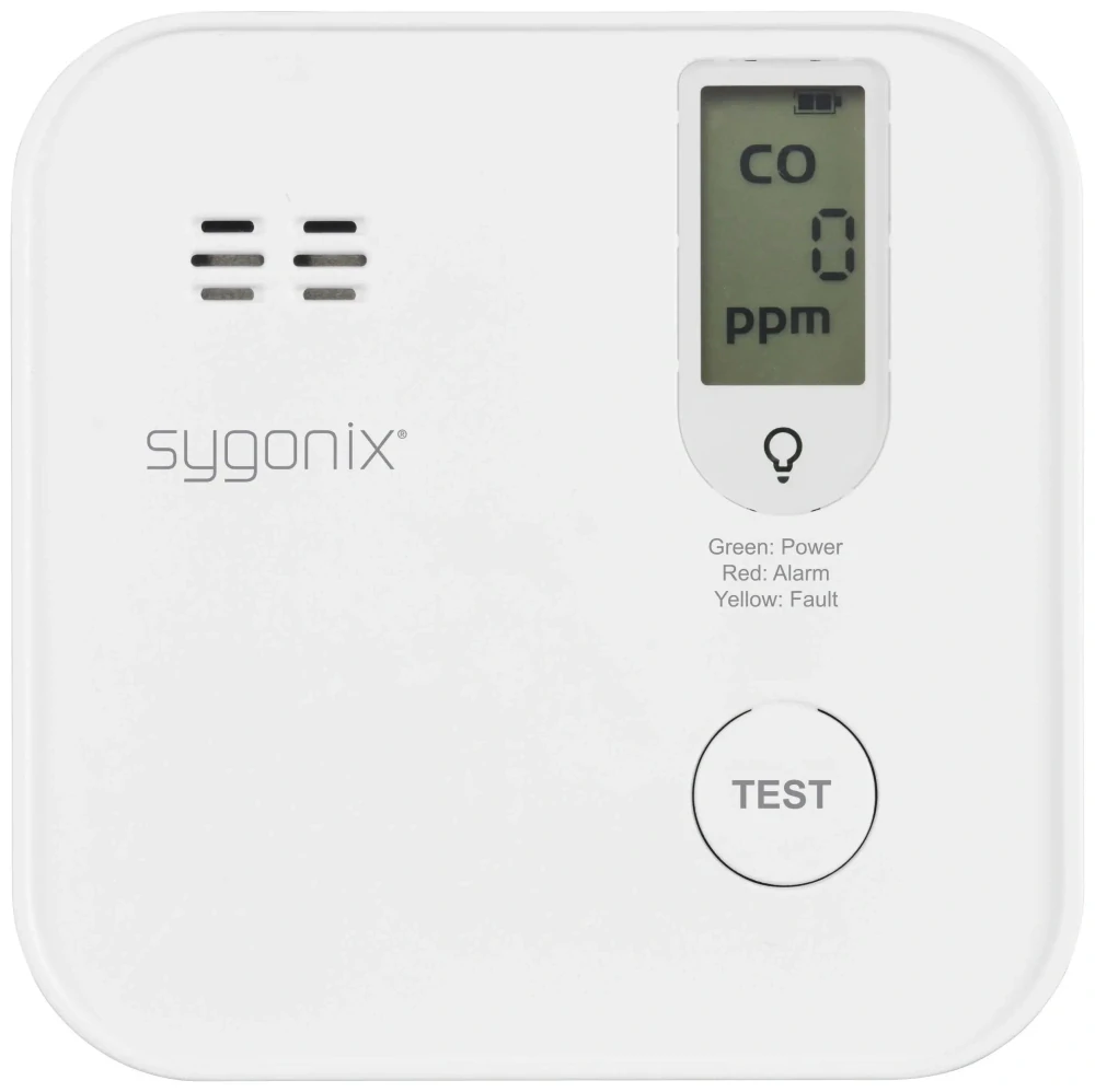 Detektor oxidu uhelnatého Sygonix vč. baterie s životností 10 let, s interním senzorem na baterii, detekce CO