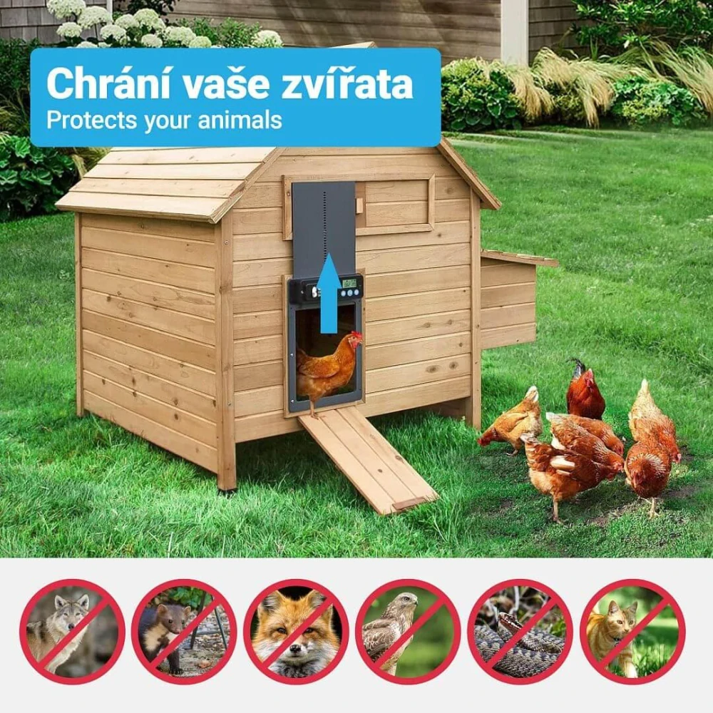 Automatická dvířka do kurníku, s bateriemi AA