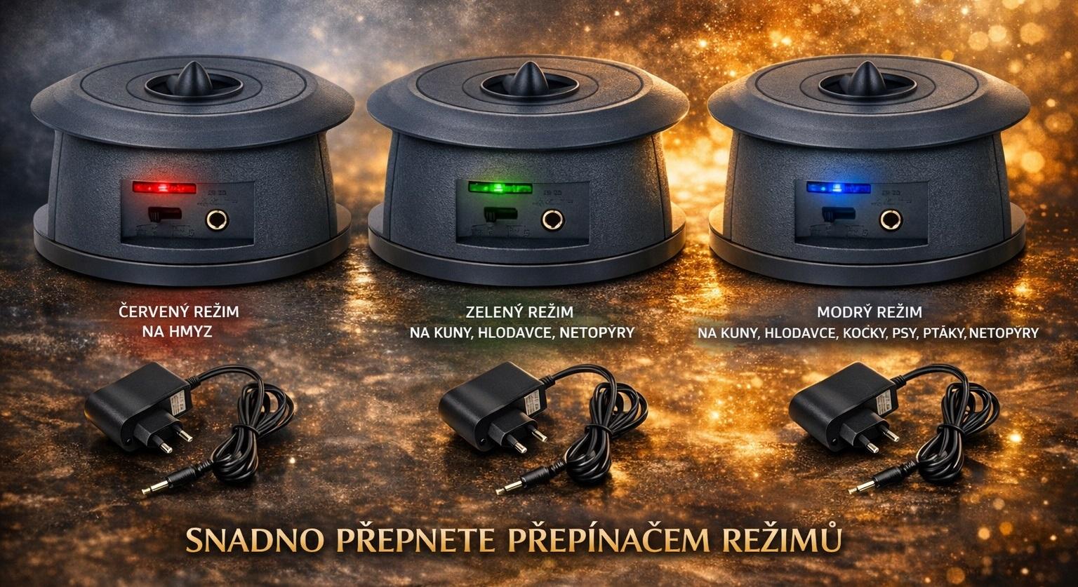 Sada proti kunám na velkou půdu – 2× 3D odpuzovač 1700 m³ + 2x kabel 5,5 m