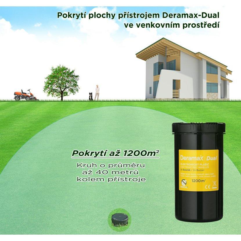 Deramax DUAL – vibrační odpuzovač krtků, hadů a hlodavců - dosah až 1 200 m²