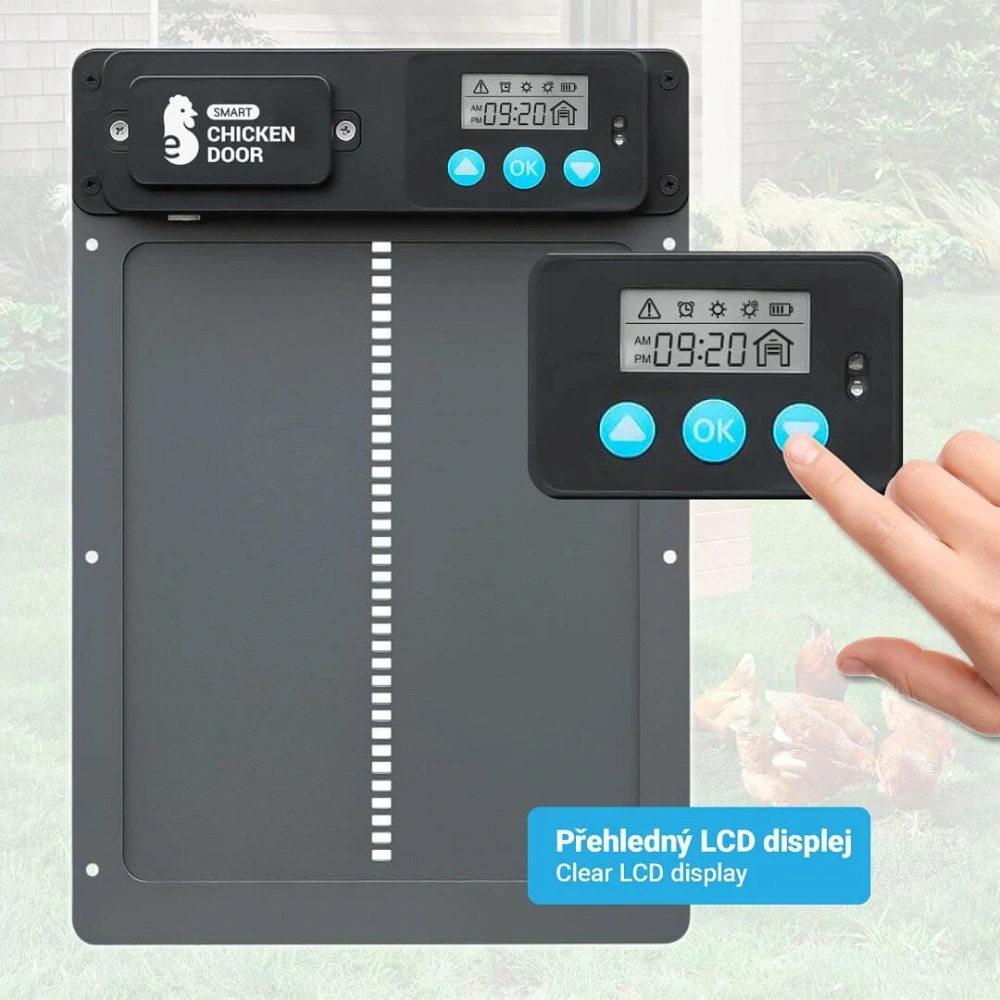 Automatická dvířka do kurníku, s bateriemi AA