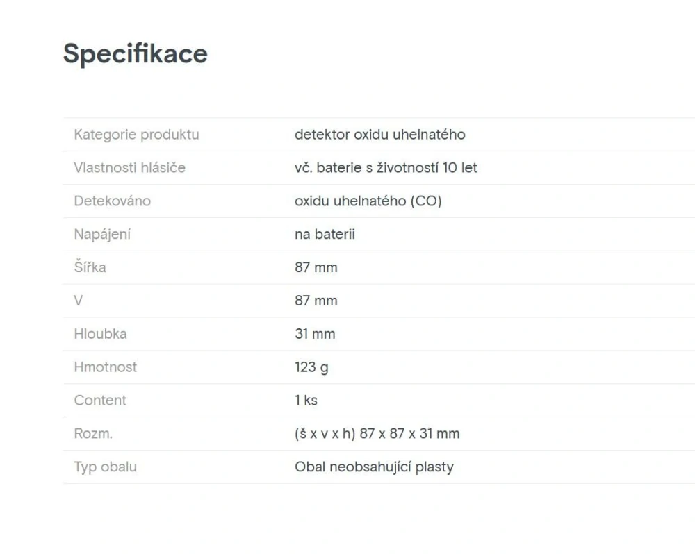 Detektor oxidu uhelnatého Sygonix vč. baterie s životností 10 let, s interním senzorem na baterii, detekce CO