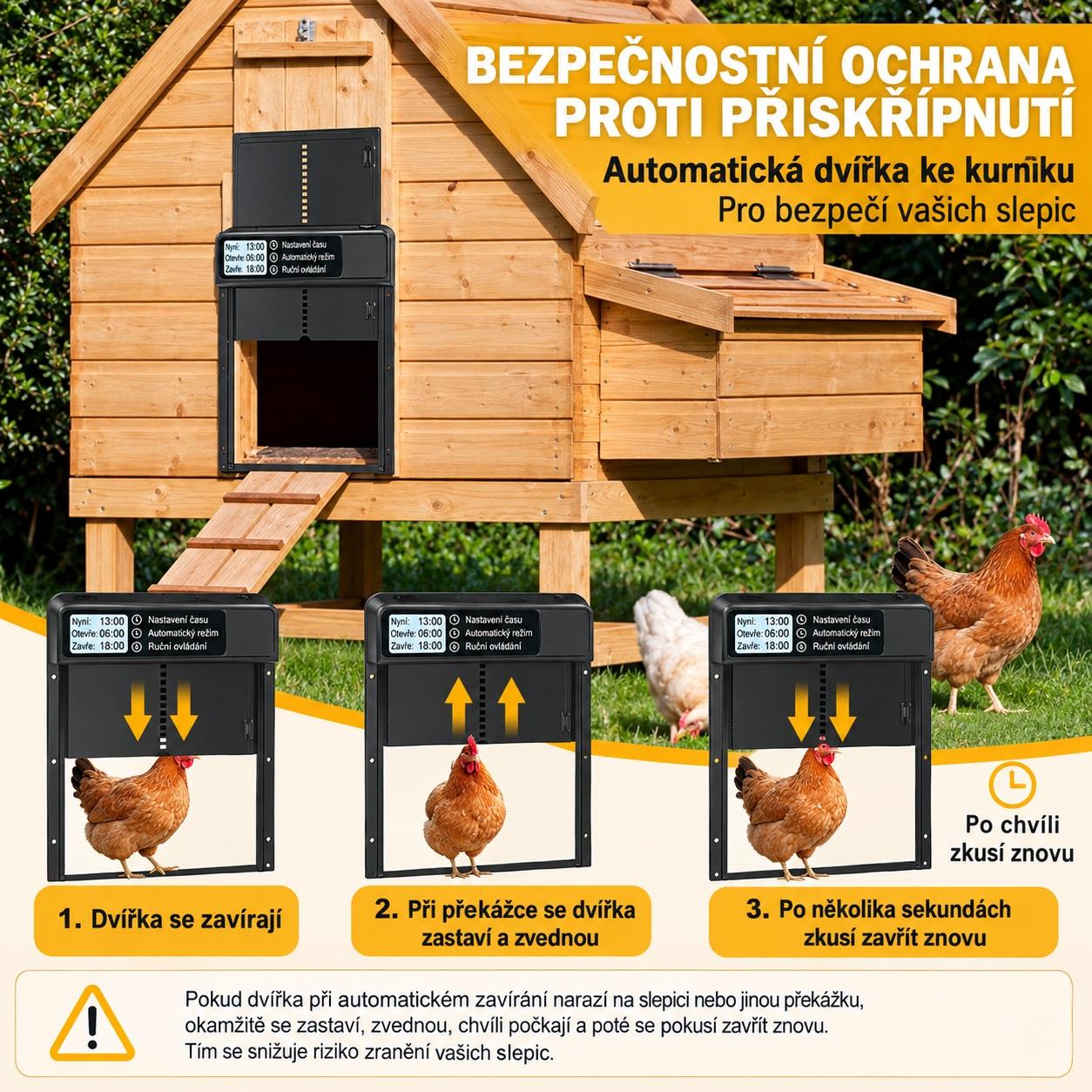 Automatická dvířka ke kurníku s časovačem – kovová