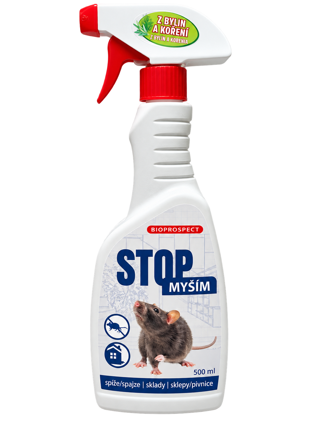 STOP MYŠÍM - pachový odpuzovač hlodavců 500 ml.