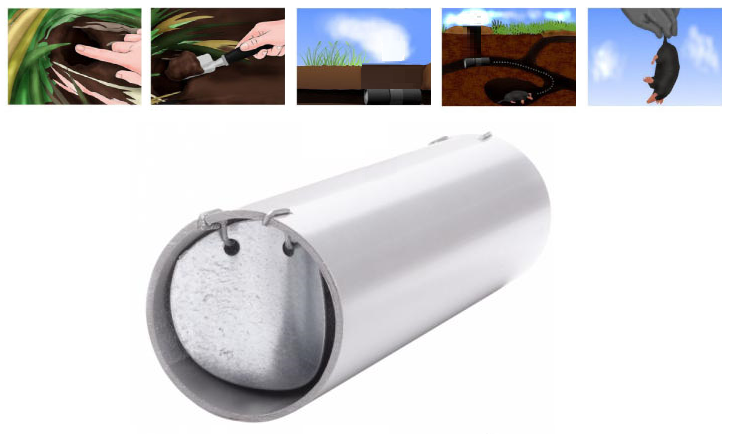 Sada 4 trubkových pastí na krtky a hlodavce